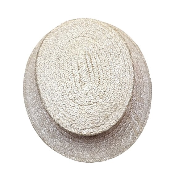 Vtg 30s 40s Ponte Rialto Italian Straw Boater Hat Orange Ribbon Band Sz 7 56 - Picture 4 of 9